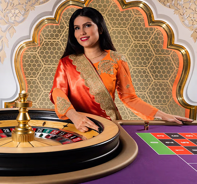 girl on roulette table as dealer